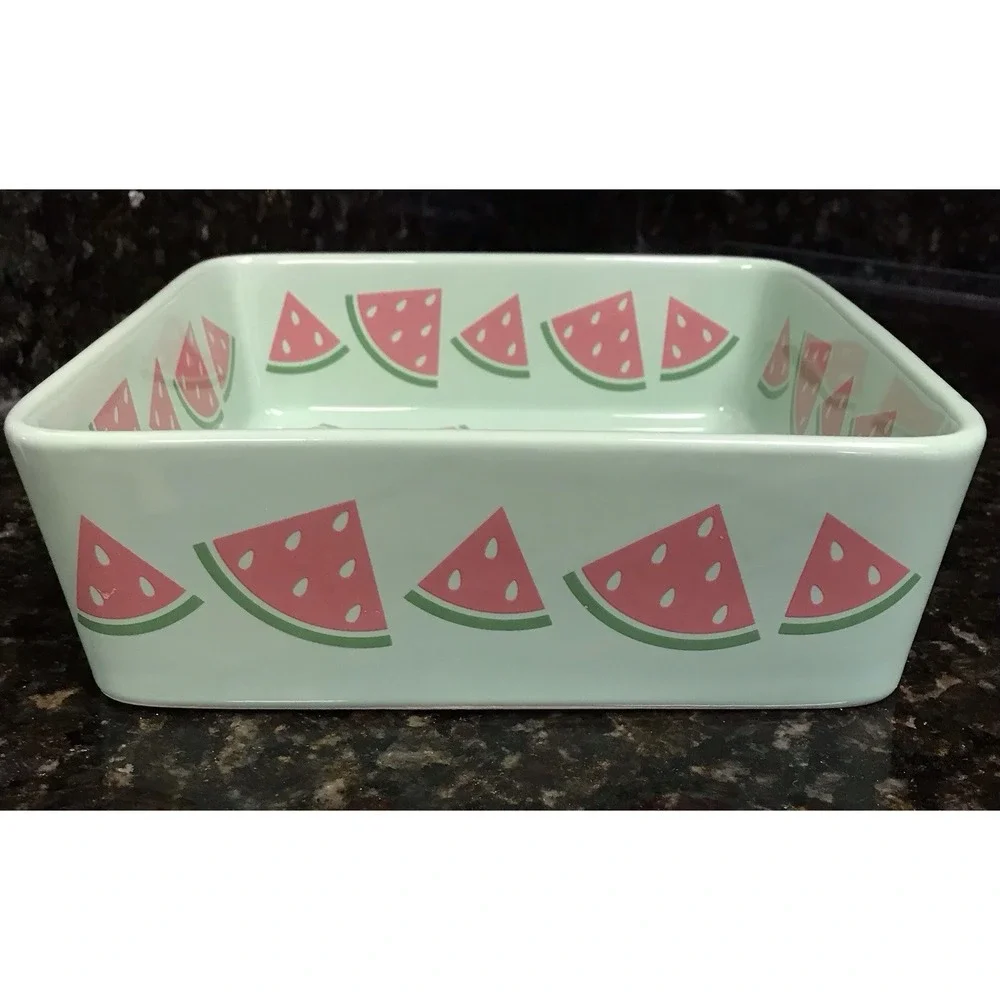 Temptations by‎ Tara Watermelon Bakeware Summer Green Casserole Dish 7'
